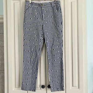 Anthropologie the essential SLIM Navy‎ and White Striped Trouser Pants Size 4